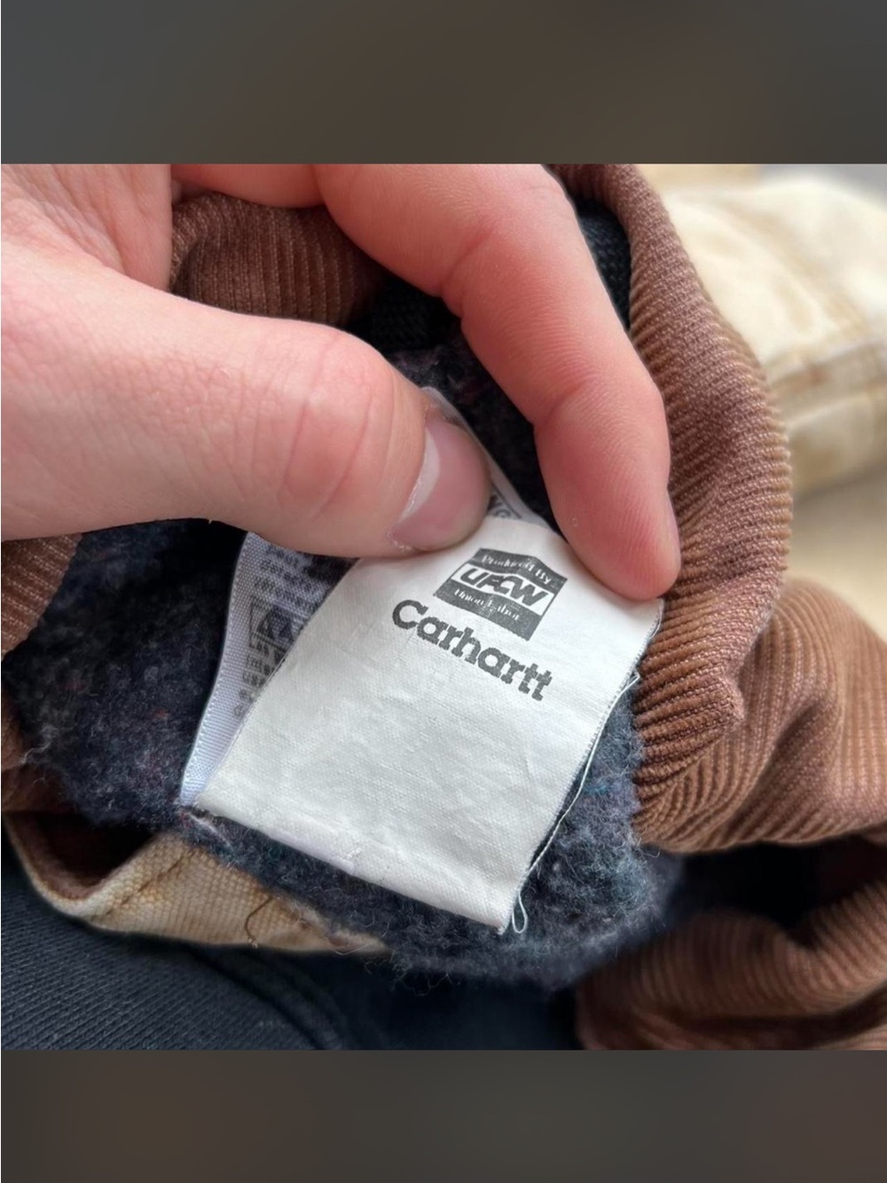 Carhartt Tan Canvas Work Jacket with Brown Corduroy Collar - Picture 6 of 8